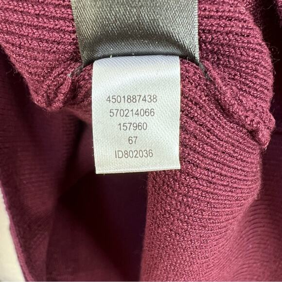 White House Black Market Sweater Women XS Burgundy Ruffle Sleeve Button Shoulder - Picture 7 of 7